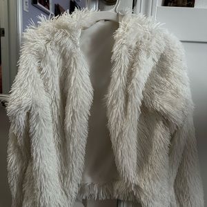 white fluffy sweater